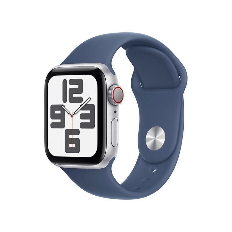 Apple Watch SE (GPS+Cellular) Caja de aluminio Plata 40mm con Correa deportiva Azul Denim S/M — Imagen 1 de 4