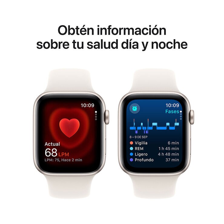 Apple Watch SE (GPS+Cellular) Caja de aluminio Blanco Estelar 44mm con Correa deportiva Blanco Estelar M/L — Imagen 3 de 4