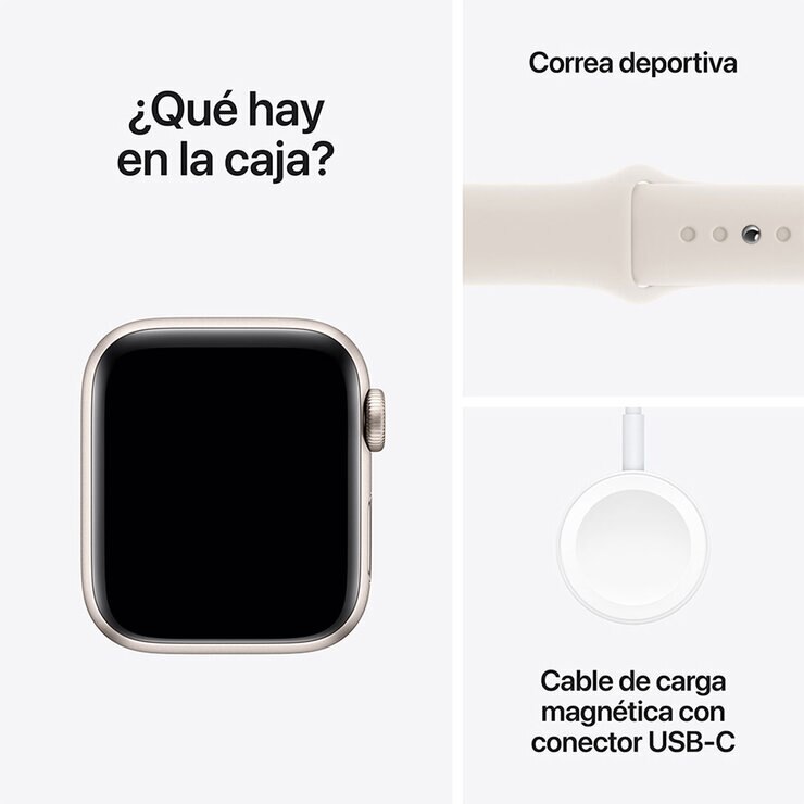 Apple Watch SE (GPS+Cellular) Caja de aluminio Blanco Estelar 40mm con Correa deportiva Blanco Estelar M/L — Imagen 2 de 4