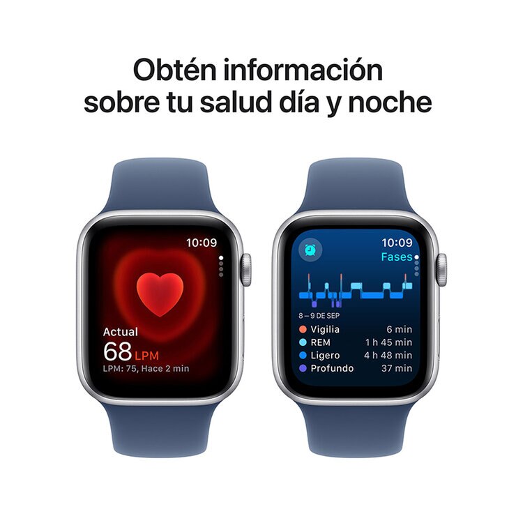 Apple Watch SE (GPS+Cellular) Caja de aluminio Plata 44mm con Correa deportiva Azul Denim M/L — Imagen 4 de 4