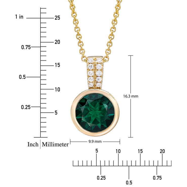 Dije de Esmeralda Creado con Diamantes .06ctw, Oro Amarillo de 14K — Imagen 2 de 4