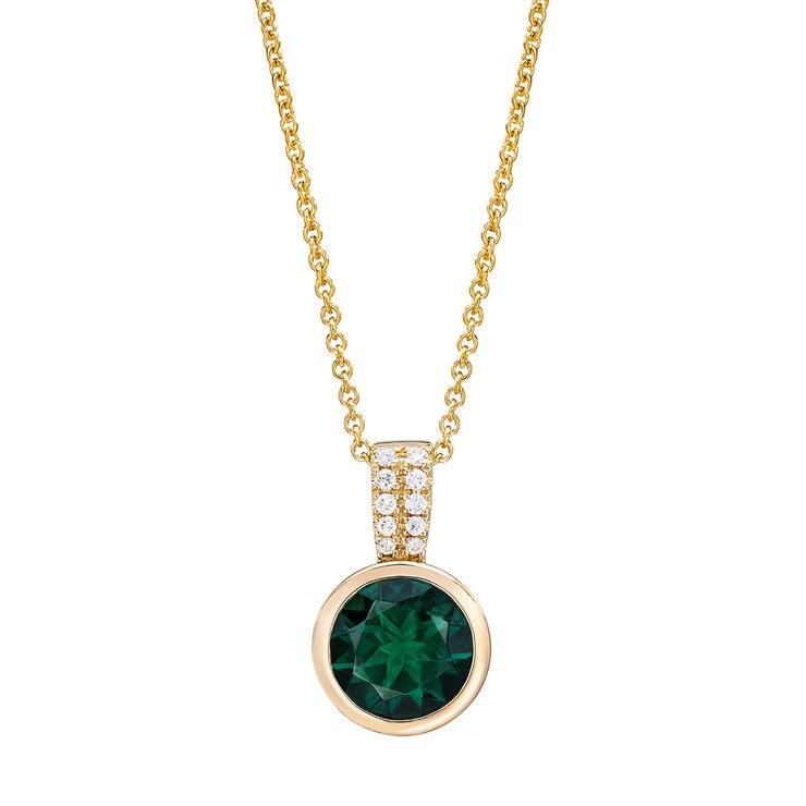 Dije de Esmeralda Creado con Diamantes .06ctw, Oro Amarillo de 14K — Imagen 3 de 4