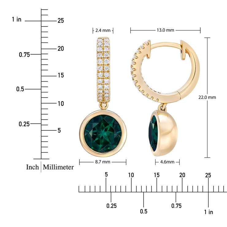 Aretes de Esmeralda Creada con Diamantes 0.19ctw, Oro Amarillo de 14K — Imagen 4 de 4