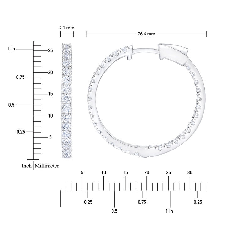 1.50ctw, Arracadas de Diamantes, Corte Redondo, Oro Blanco de 14K — Imagen 4 de 4