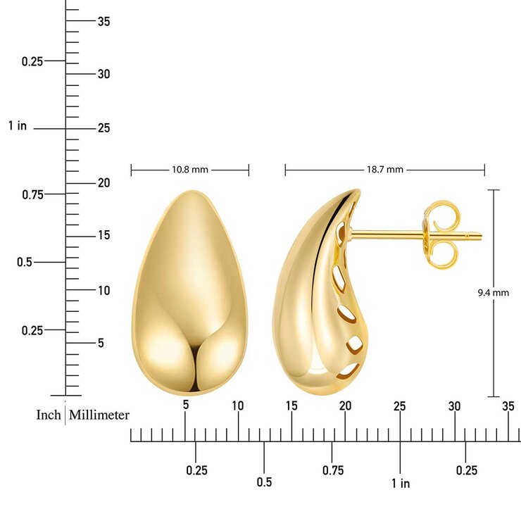 Aretes en Forma de Lágrima, Oro Amarillo de 14K — Imagen 3 de 4