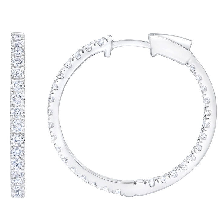 1.50ctw, Arracadas de Diamantes, Corte Redondo, Oro Blanco de 14K — Imagen 2 de 4