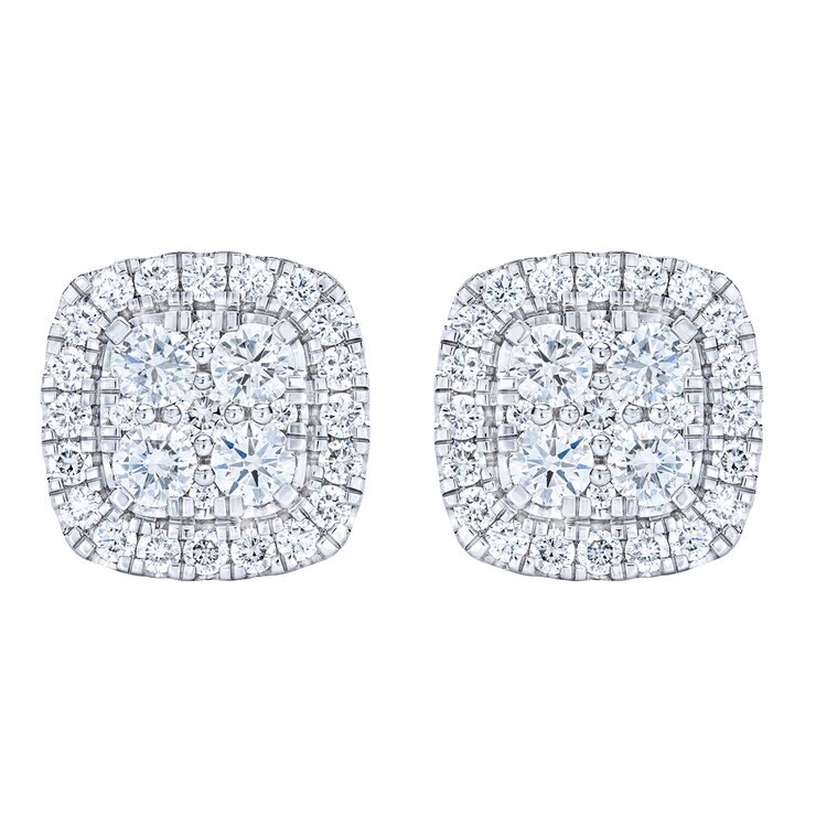 Aretes, 1.50ctw Diamantes, Oro Blanco de 14K — Imagen 2 de 4
