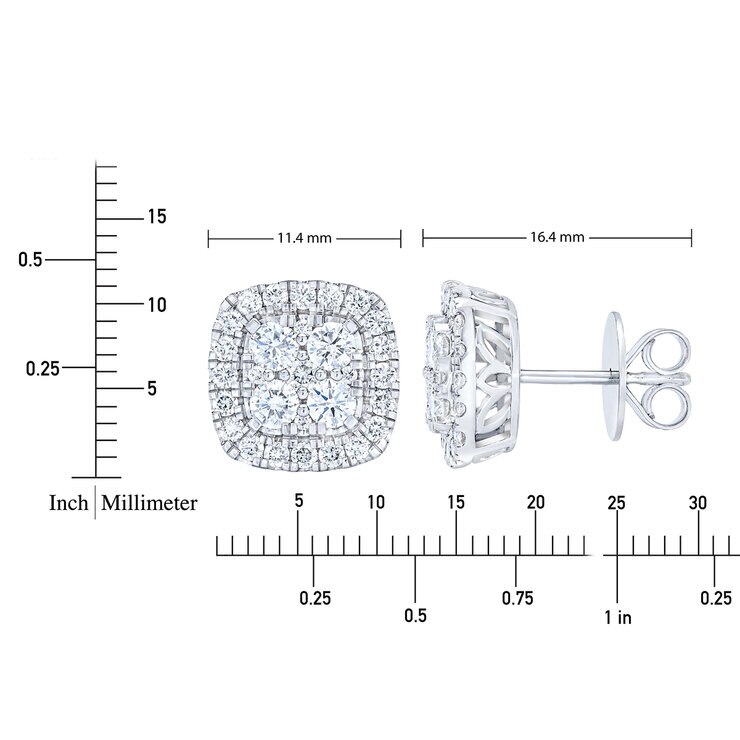 Aretes, 1.50ctw Diamantes, Oro Blanco de 14K — Imagen 3 de 4