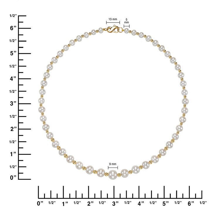 Collar de Perlas Cultivadas, 5-9mm, Oro Amarillo de 14K — Imagen 2 de 4