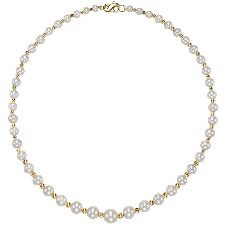 Collar de Perlas Cultivadas, 5-9mm, Oro Amarillo de 14K — Imagen 3 de 4