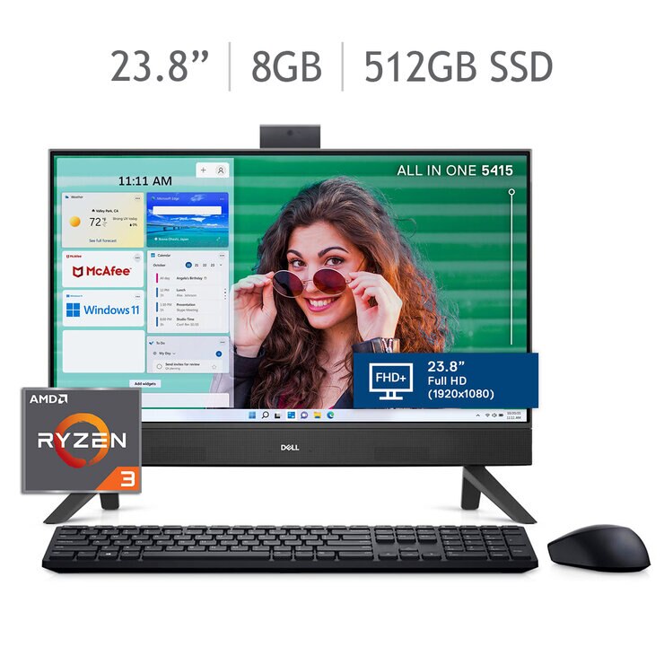 DELL All-In-One Inspiron 5415 Desktop 23.8" Full HD AMD Ryzen 3 8GB 512GB SSD — Imagen 1 de 4