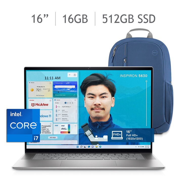 DELL Inspiron 5630 Laptop 16" Full HD Intel Core i7 16GB 512GB SSD + Mochila — Imagen 1 de 4
