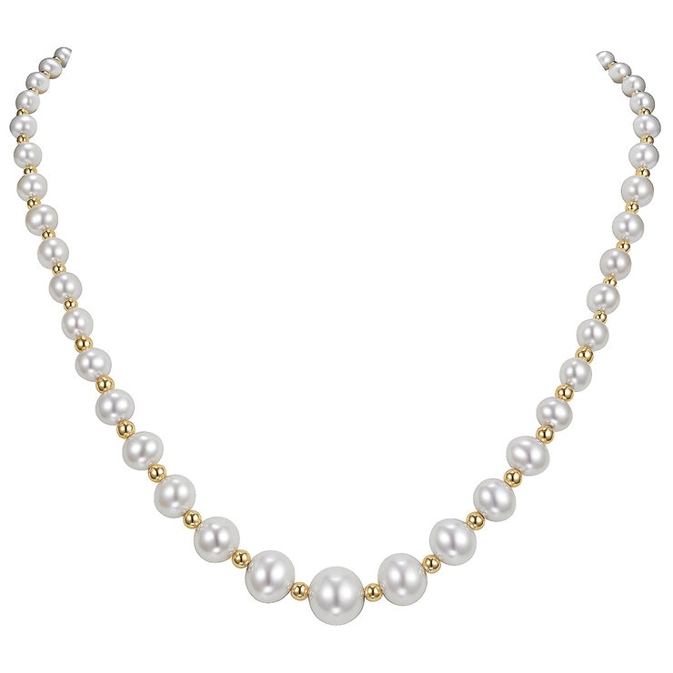 Collar de Perlas Cultivadas, 5-9mm, Oro Amarillo de 14K — Imagen 1 de 4