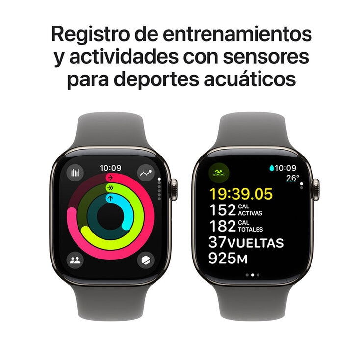 Apple Watch S10 (GPS + Cellular) Caja de titanio natural 46mm con correa deportiva gris piedra M/L — Imagen 2 de 4