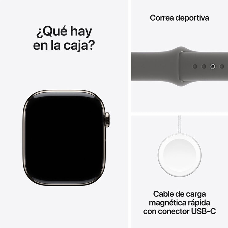 Apple Watch S10 (GPS + Cellular) Caja de titanio natural 46mm con correa deportiva gris piedra M/L — Imagen 4 de 4