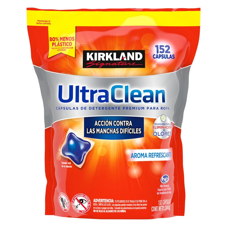 Kirkland Signature Ultra Clean Cápsulas de Detergente Premium para Ropa 152 pzas — Imagen 1 de 2