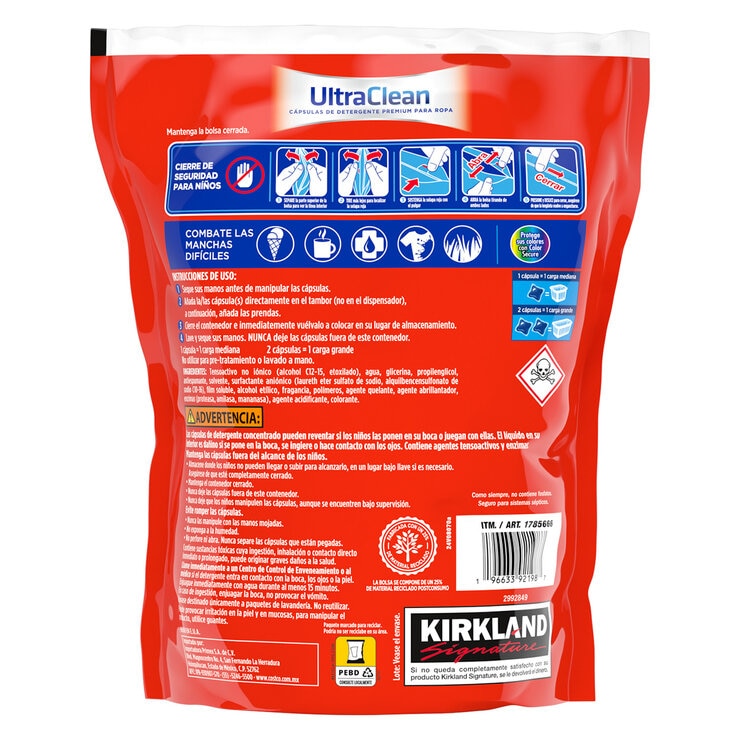 Kirkland Signature Ultra Clean Cápsulas de Detergente Premium para Ropa 152 pzas — Imagen 2 de 2