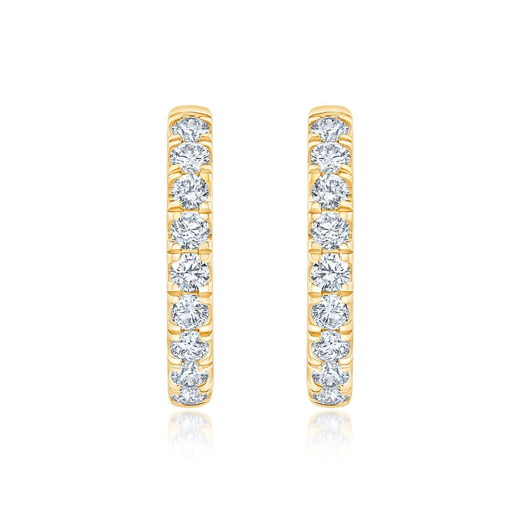 0.50ctw, Arracadas de Diamantes, Corte Redondo, Oro Amarillo de 14K — Imagen 2 de 3