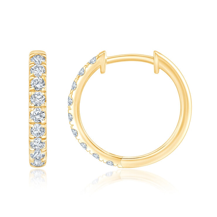 0.50ctw, Arracadas de Diamantes, Corte Redondo, Oro Amarillo de 14K — Imagen 3 de 3