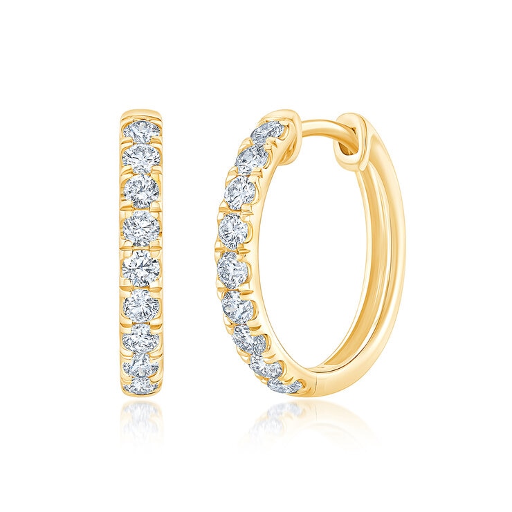 0.50ctw, Arracadas de Diamantes, Corte Redondo, Oro Amarillo de 14K — Imagen 1 de 3