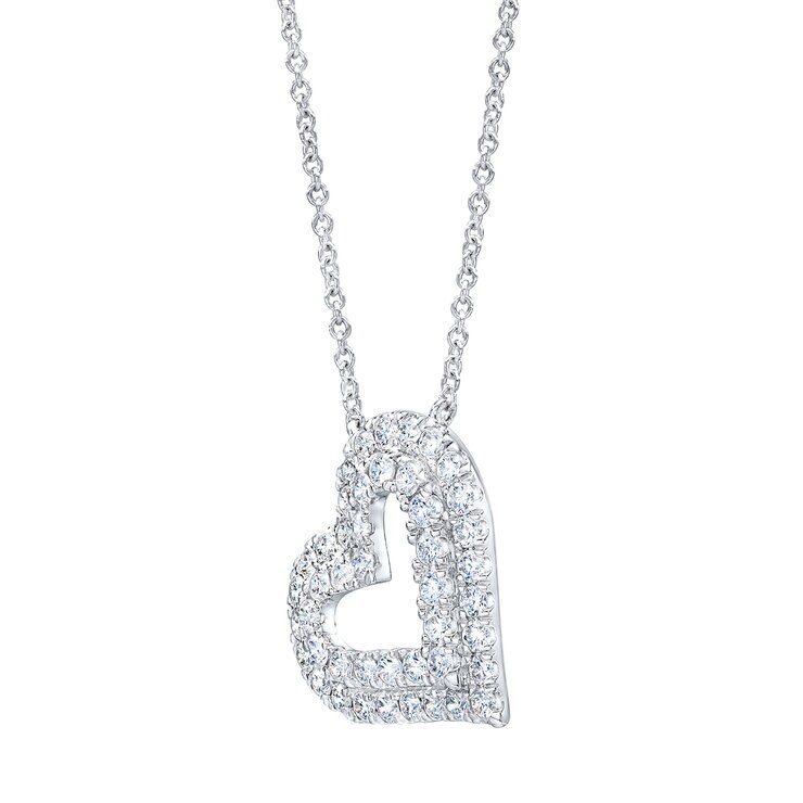 Collar de Diamantes de Corazon, 1.00ctw, Corte Redondo, Oro Blanco de 14k — Imagen 3 de 3