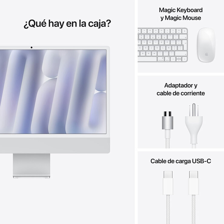 Apple iMac 24" 256GB 4.5K Chip M4 Plata CPU de 8 núcleos GPU de 8 núcleos Memoria unificada de 16GB — Imagen 4 de 4