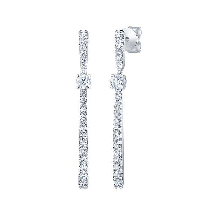 Aretes Colgantes de Diamantes 0.80ctw, en Oro Blanco 14K — Imagen 1 de 4