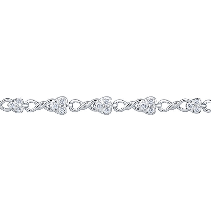 0.90ctw, Pulsera de Diamantes, 17.78cm, Corte Redondo, Oro Blanco 14K — Imagen 3 de 4