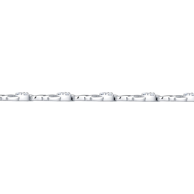 0.90ctw, Pulsera de Diamantes, 17.78cm, Corte Redondo, Oro Blanco 14K — Imagen 4 de 4