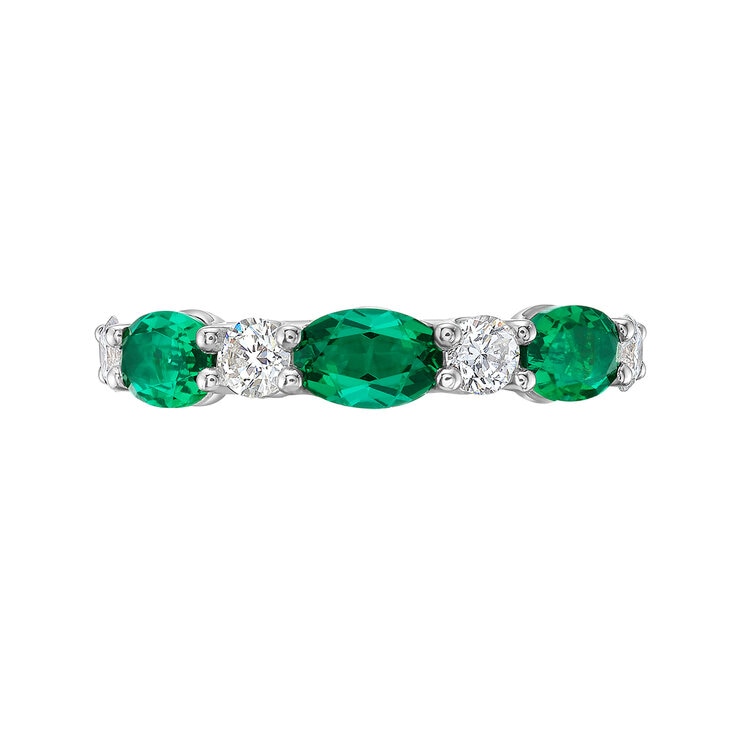 Anillo de Esmeralda Creada con Diamantes, 0.50ctw, Oro 2 Tonos, Blanco y Amarillo de 14K — Imagen 2 de 4