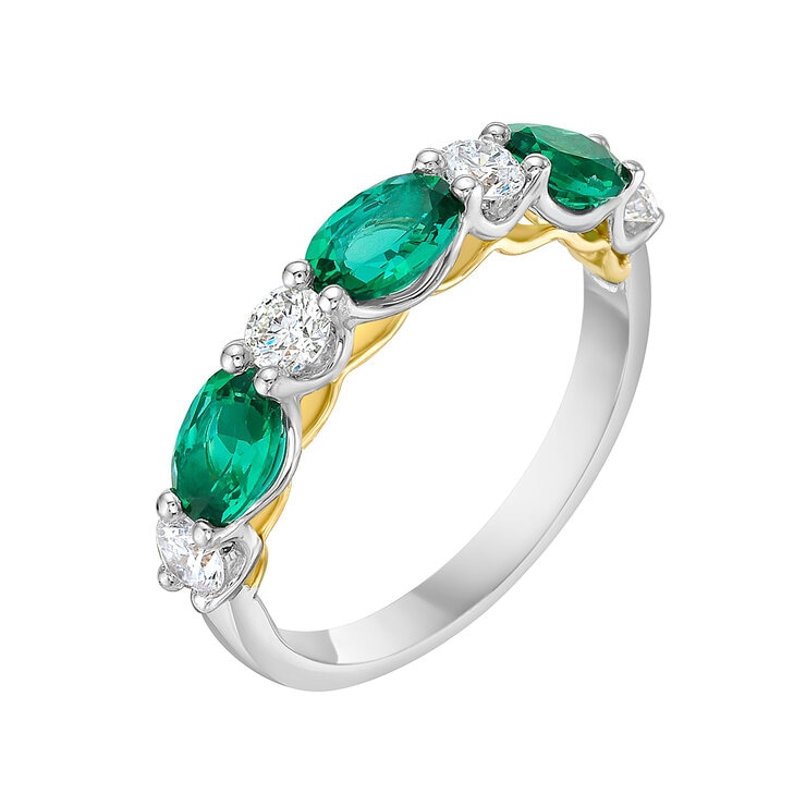 Anillo de Esmeralda Creada con Diamantes, 0.50ctw, Oro 2 Tonos, Blanco y Amarillo de 14K — Imagen 4 de 4