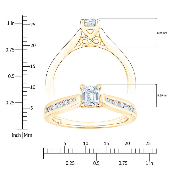 Anillo de Compromiso, 0.75ctw Diamantes, Oro Amarillo de 14K — Imagen 3 de 4