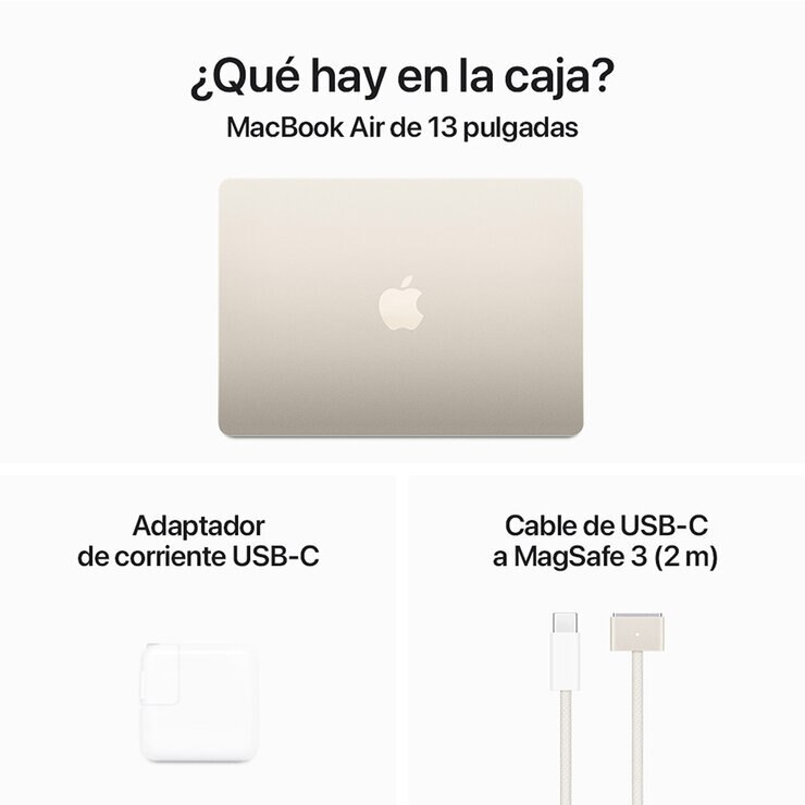 Apple MacBook Air 13" Chip M3 512GB Blanco Estelar CPU de 8 núcleos GPU de 10 núcleos Memoria unificada de 24GB — Imagen 2 de 4