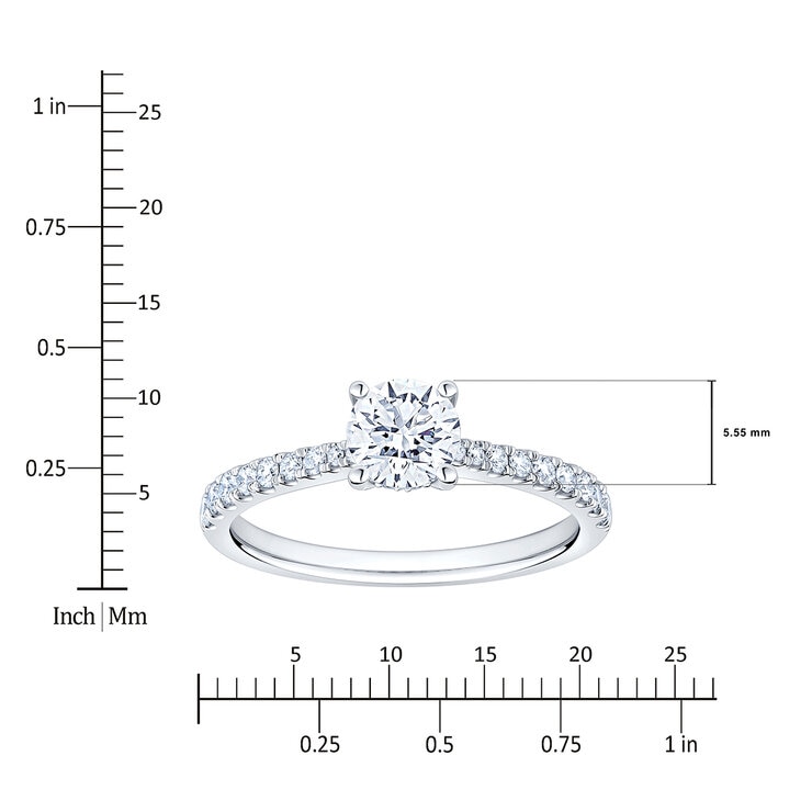 Anillo de Novia de Platino con Diamantes 1.00ctw — Imagen 3 de 4
