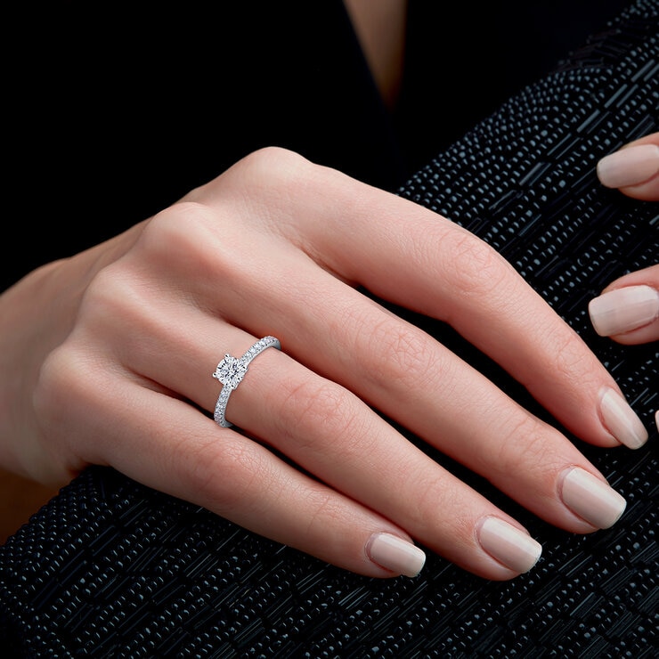 Anillo de Novia de Platino con Diamantes 1.00ctw — Imagen 4 de 4