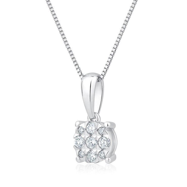 Dije de Diamantes, 0.15ctw, Corte Redondo, Oro Blanco de 14k — Imagen 1 de 4