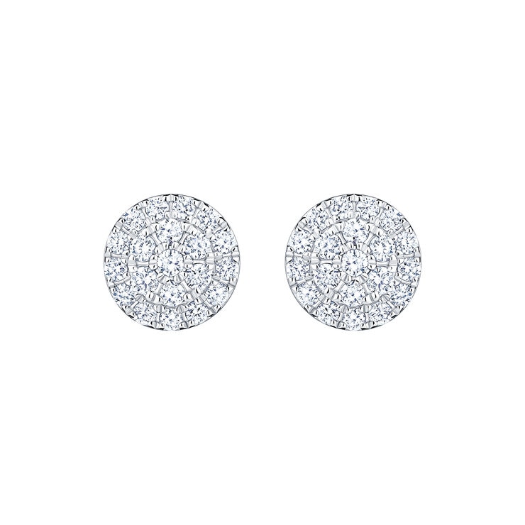 Aretes de Diamantes, 0.30ctw, Corte Redondo, Oro Blanco de 14Kt — Imagen 1 de 4