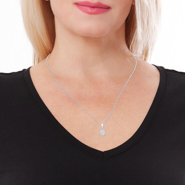 Dije de Diamantes, 0.15ctw, Corte Redondo, Oro Blanco de 14k — Imagen 4 de 4