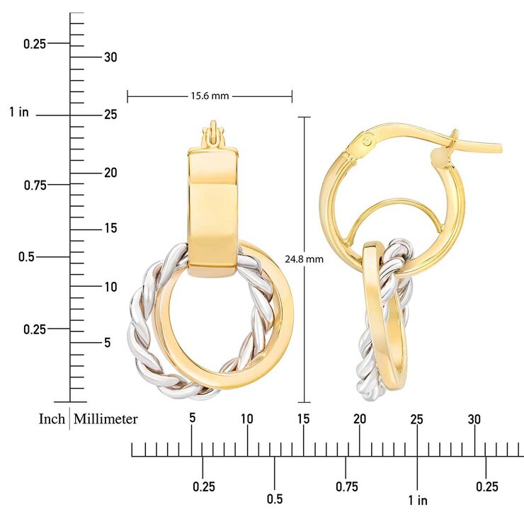 Arracadas, Oro Amarillo y Blanco de 14K — Imagen 3 de 4