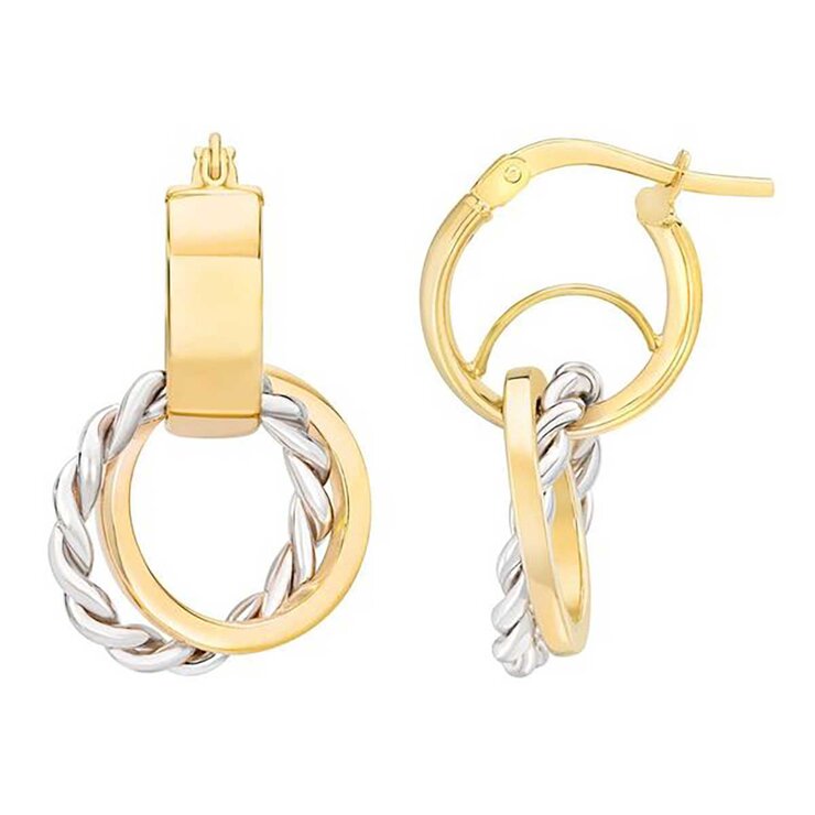 Arracadas, Oro Amarillo y Blanco de 14K — Imagen 4 de 4