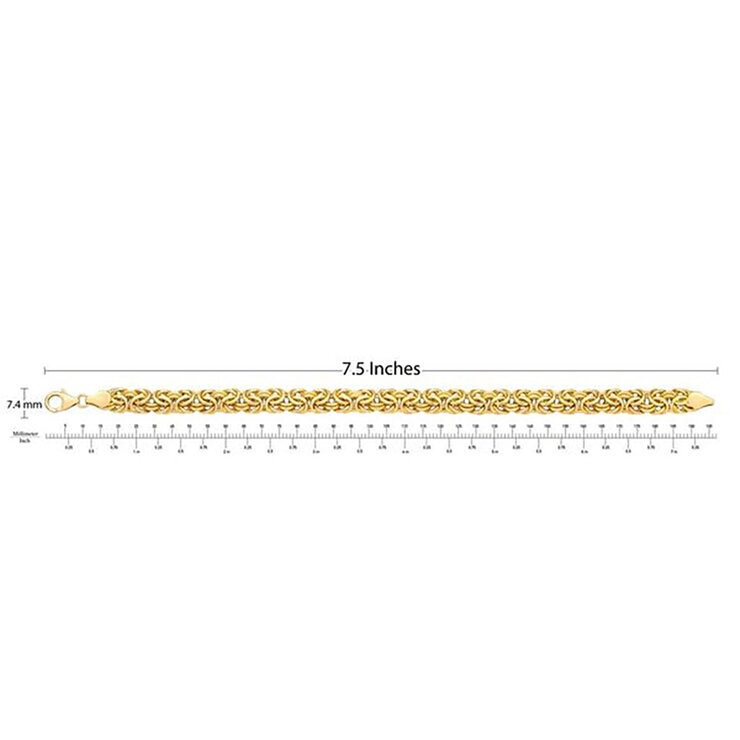 Pulsera Bizantina Pulida para Dama, Oro Amarillo de 14K de 19.05cm — Imagen 2 de 4