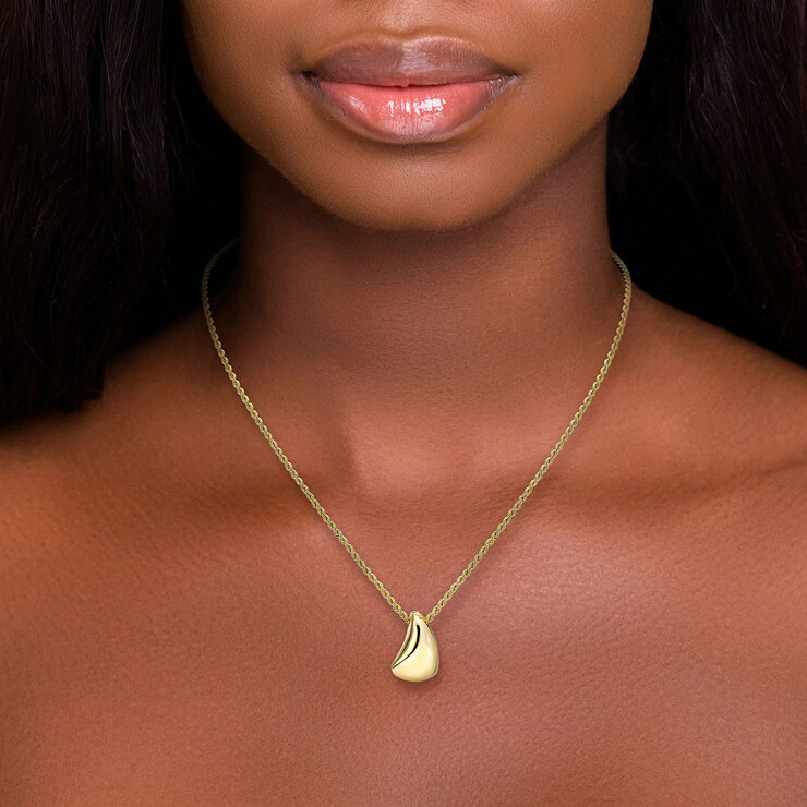 Collar de Cadena de Cuerda con Forma de Lágrima Pulida, Oro Amarillo de 14K — Imagen 2 de 4