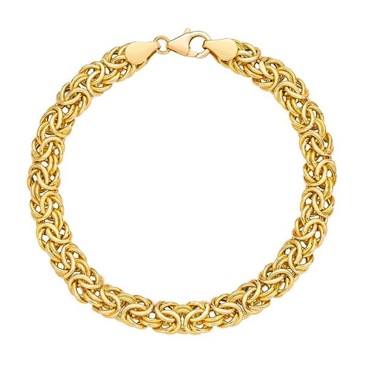 Pulsera Bizantina Pulida para Dama, Oro Amarillo de 14K de 19.05cm — Imagen 3 de 4