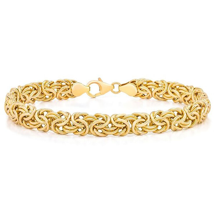 Pulsera Bizantina Pulida para Dama, Oro Amarillo de 14K de 19.05cm — Imagen 1 de 4
