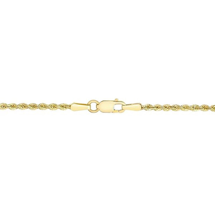 Collar de Cadena de Cuerda con Forma de Lágrima Pulida, Oro Amarillo de 14K — Imagen 4 de 4