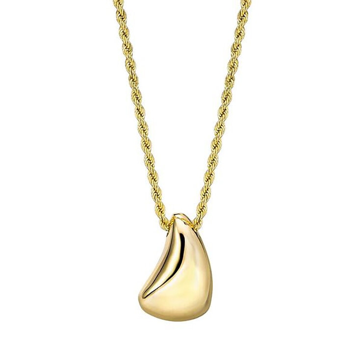 Collar de Cadena de Cuerda con Forma de Lágrima Pulida, Oro Amarillo de 14K — Imagen 3 de 4