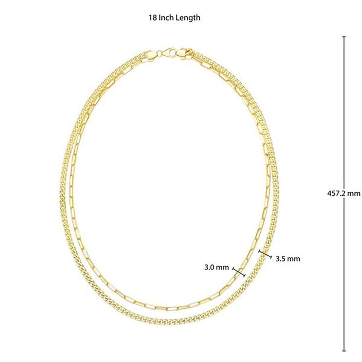 Collar de 2 Hileras para Dama, 45.72cm, Oro Amarillo de 14k — Imagen 3 de 4