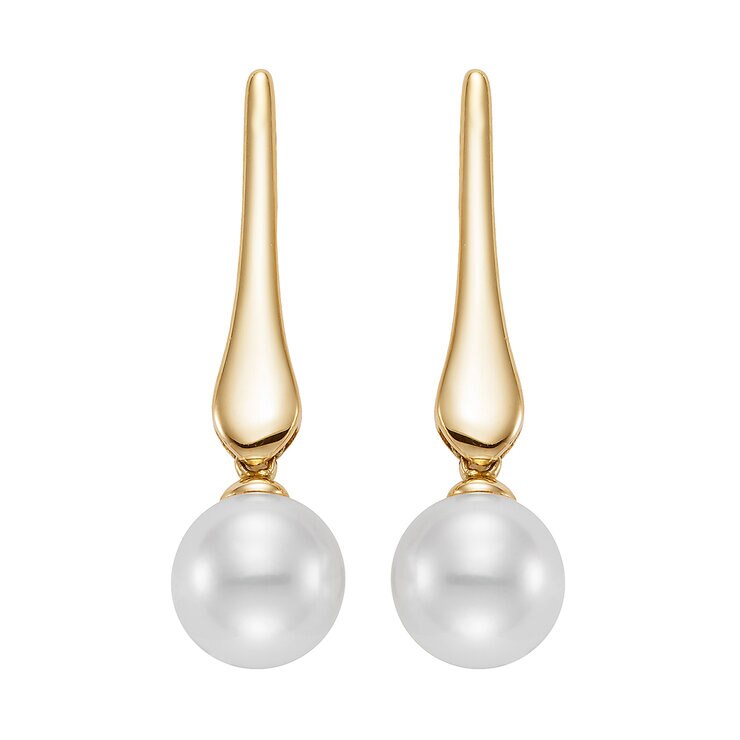 Aretes de Perlas Cultivadas, Oro Amarillo de 14K — Imagen 3 de 4