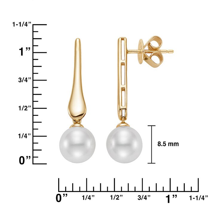 Aretes de Perlas Cultivadas, Oro Amarillo de 14K — Imagen 4 de 4