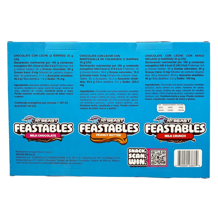 Mr Beast Feastables Chocolates Surtidos en Barra 6 pzas de 35g — Imagen 2 de 2